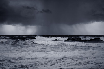 Rain and storm at sea with interesting light