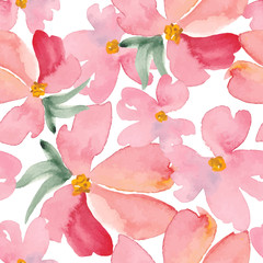 watercolor flowers seamless pattern. hand drawn vector illustration for your design