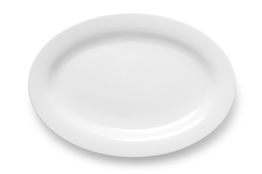 Oval Empty Plate Isolated On White Background