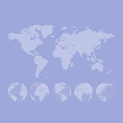 Vector dotted Map and Globe of the World