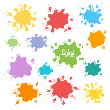 Collection of paint splash. Vector set of brush strokes. Isolated on white background