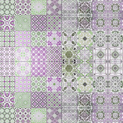 Beautiful old ceramic tile wall patterns in the park public.