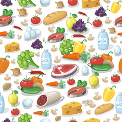 Everyday food products seamless pattern