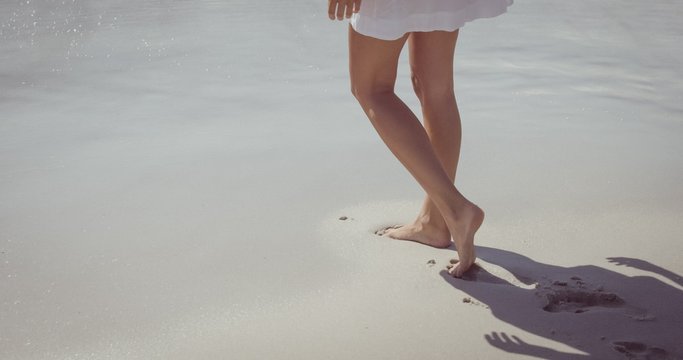  Woman walking bare footed