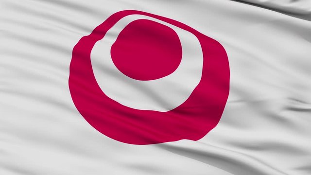 Flag of Okinawa Prefecture, Japan, Isolated Realistic 3D Animation, Slow Motion, Seamless Loop - 10 Seconds Long