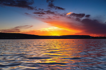 Beautiful cloudscape over the lake