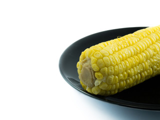 corn black plate onwhite background isolate