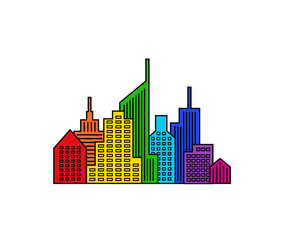 Fototapeta premium Rainbow vector cityscape design