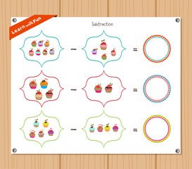 Subtraction number - Worksheet for education