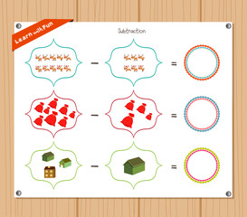Subtraction number - Worksheet for education