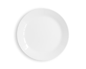 Blank white dish isolated on a white background.