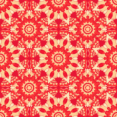 Seamless pattern. Decorative pattern in beautiful red apple and beige colors. Vector illustration