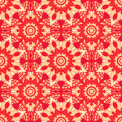 Seamless pattern. Decorative pattern in beautiful red apple and beige colors. Vector illustration