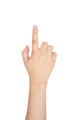 female hand touching, pointing to something