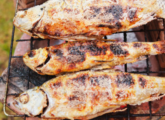 Salt Crusted Grilled  fish, Thai food                 