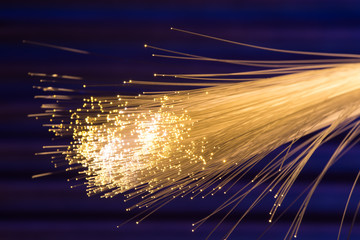optical fibres dinamic flying from deep on technology background