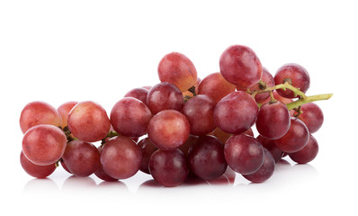 Ripe red grape on white background