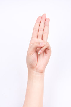 finger hand symbols isolated concept three fingers pledge Scout's oath on white background