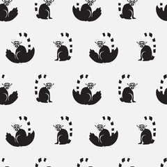 contrast gray lemur pattern - obrazy, fototapety, plakaty