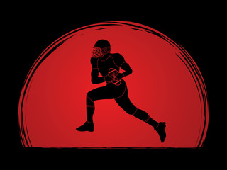 Fototapeta na wymiar American football running designed on sunset background graphic vector