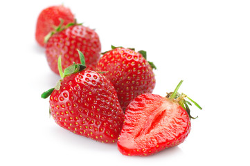 Strawberries on white