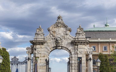 HUNGARY,BUDAPEST - APRIL 15,2016:The gate leading to the Royal P