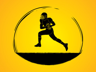 American football running graphic vector