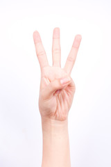 finger hand symbols isolated concept  three points lesson learn teaching on the white background
