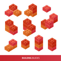 Isometric Plastic  Building Blocks and Tiles