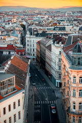 Fototapeta na wymiar Cityscape view on Vienna residential district on the evening in Austria