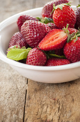 Appetizing strawberry in the bowl