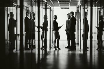 Colleagues in corridor