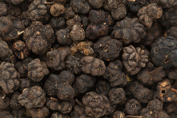 Organic Dried Cheese Fruit or Noni (Morinda citrifolia) seeds. Macro closeup background texture.
