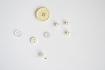 vintage buttons on white background