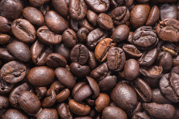 Fresh coffee beans, selective focus