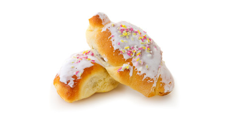 Nut croissant isolated on white.