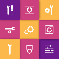 settings, configuration, development icons for websites and apps, vector illustration