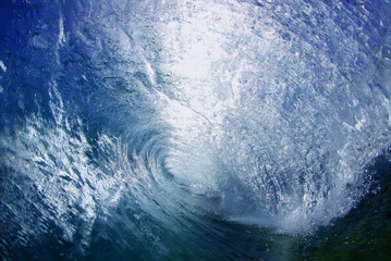 Fototapeta na wymiar Blue Large Powerful Ocean Wave