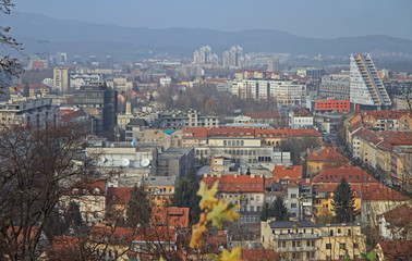 cityscape of Ljubljana, view from the Castle hill