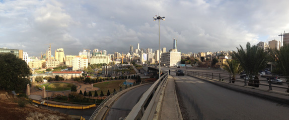 Fototapeta premium Modern high-rise buildings in the center of Beirut, Lebanon illustrated architecture innovation in this city 