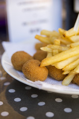 Dutch Bitterballe or Bitterbalz with French Fries