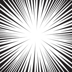 Fototapeta premium Super speed oncoming comic line vector black and white background.
