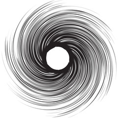 Vortex speed lines background. Storm swirl element in manga or pop art style. Black cosmic hole vortex.