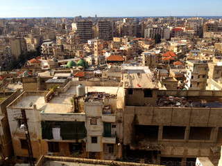 Densely populated city of Tripoli Lebanon.
