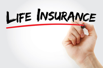 Hand writing Life Insurance with marker, health concept background