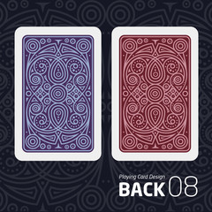 The reverse side of a playing card for blackjack other game with a pattern