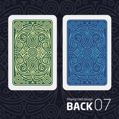 The reverse side of a playing card for blackjack other game with a pattern