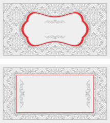 Vintage invitation card with Victorian ornaments. Templates and samples.