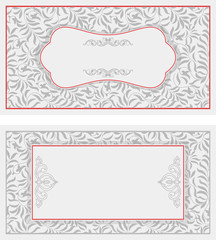 Vintage invitation card with Victorian ornaments. Templates and samples.