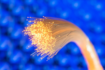optical fibres dinamic flying from deep on technology background
